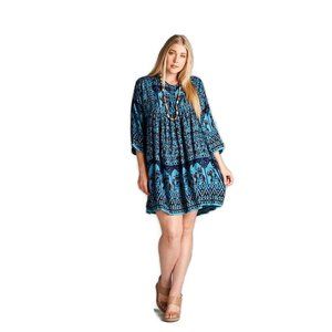 Velzera India Print Dress, Blue